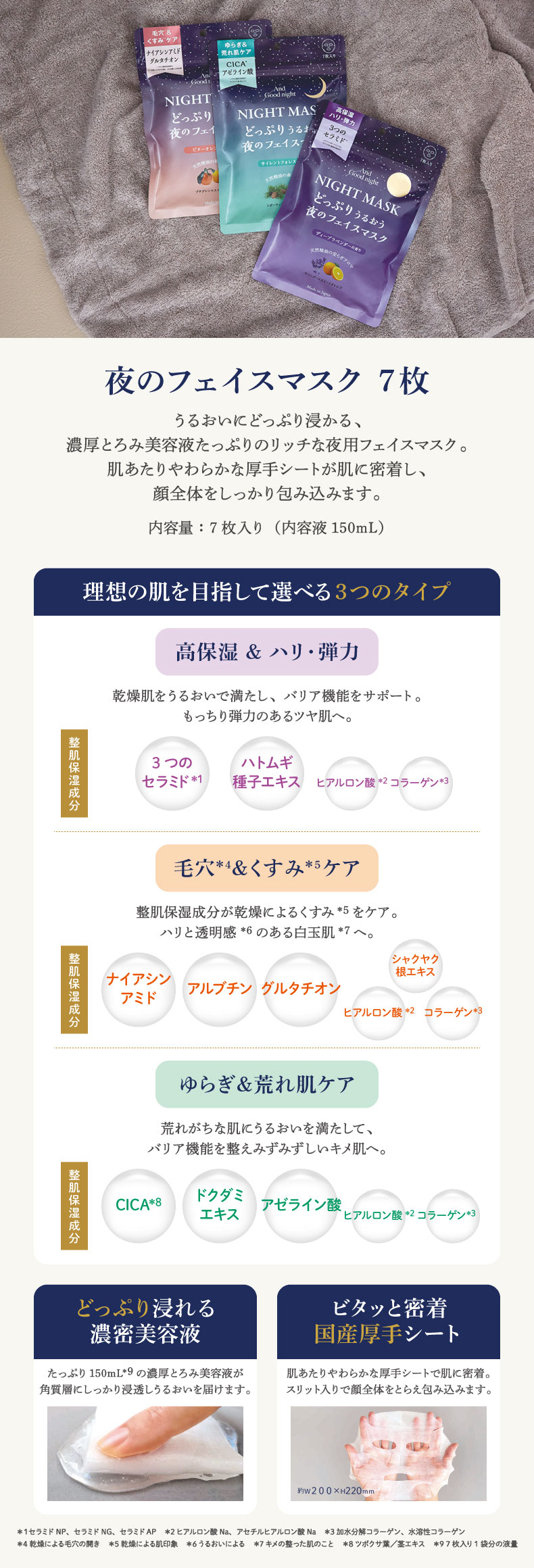 アンドグッドナイト NEWアイテム（夜のフェイスマスク）