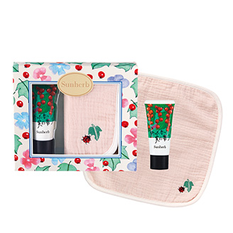 サンハーブ ハンカチ＆ハンドクリームセット レッドカラント