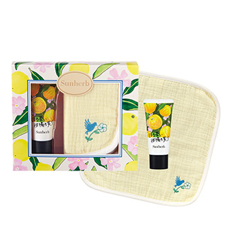 サンハーブ ハンカチ＆ハンドクリームセット バーベナ＆ベルガモット