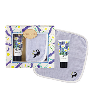 サンハーブ ハンカチ＆ハンドクリームセット ラベンダー＆カモミール